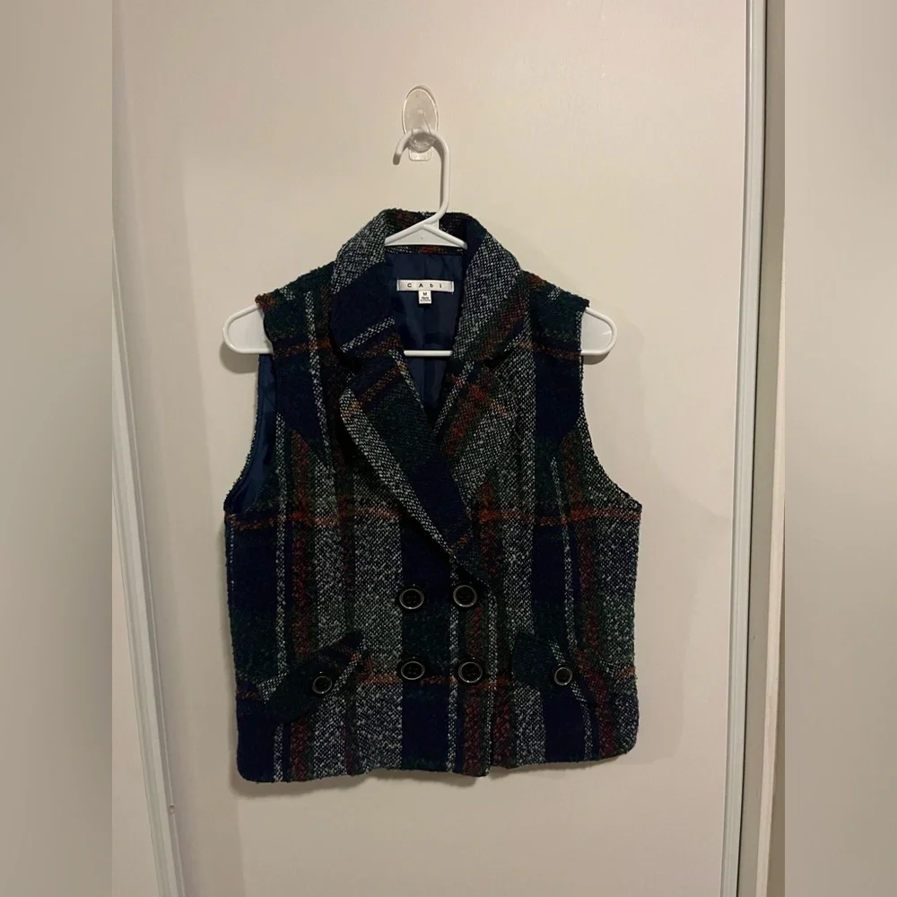 Cabi 908 Vest Womens M Tweed Wool Blend Double‎ Breasted English Country